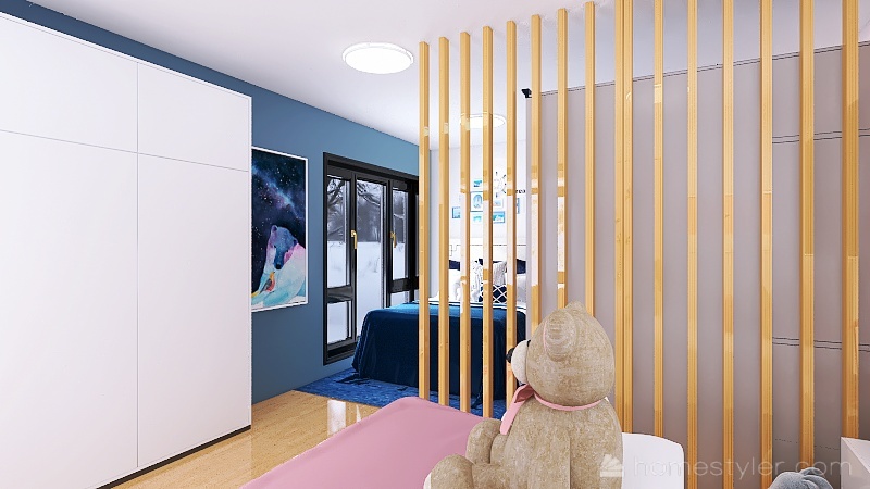 BEDROOM FOR 2 KIDS 3d design renderings