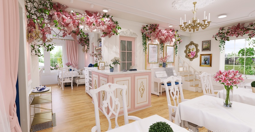 Farmhouse Tea Room 3d design renderings