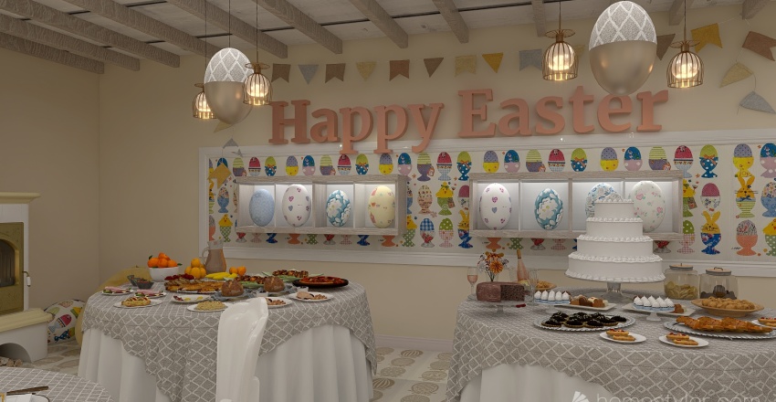 #EasterDayContest - Brunch with egg hunt 3d design renderings