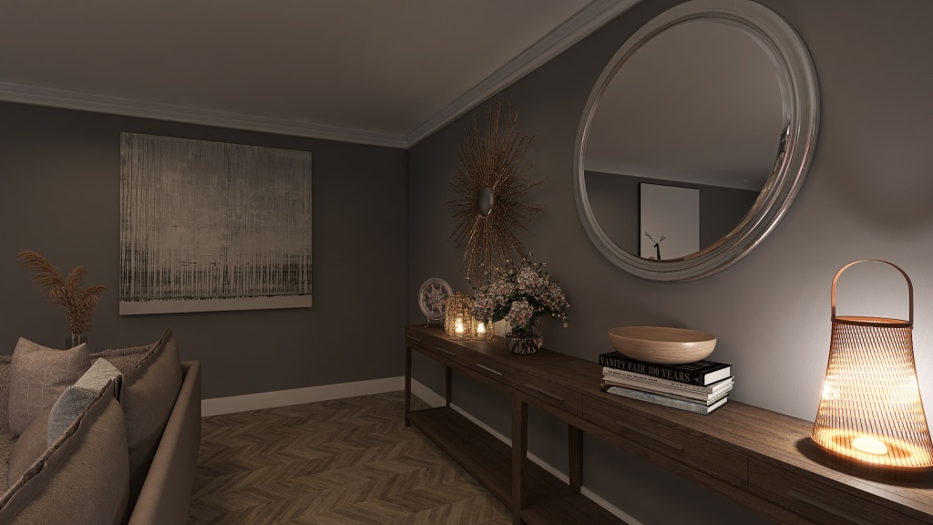 Nordic-style open-plan Living- & Dining Room 3d design renderings