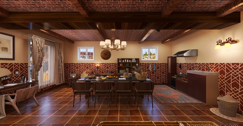 Camera di Hermann e Auguste Van Pels e cucina 3d design renderings