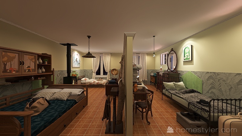 room Otto Edith e Margot / stanza Anna e Fritz Pfeffer 3d design renderings