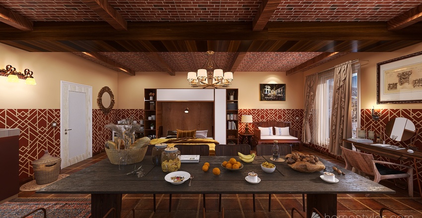 Camera di Hermann e Auguste Van Pels e cucina 3d design renderings
