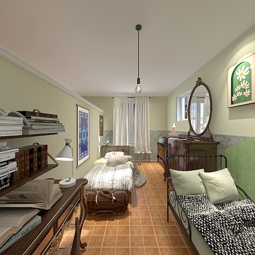 room Otto Edith e Margot / stanza Anna e Fritz Pfeffer 3d design renderings