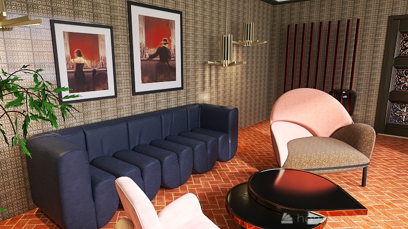 Retro-Royal Living Room 3d design renderings
