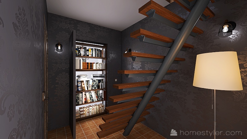 Camera con libreria girevole 3d design renderings