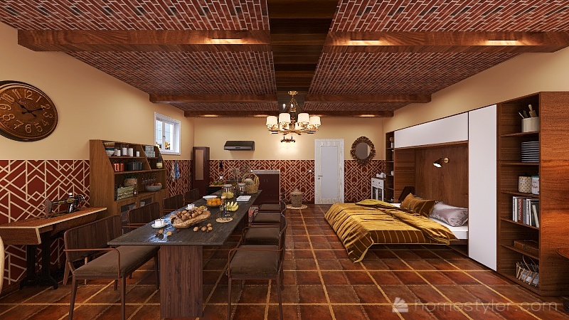 Camera di Hermann e Auguste Van Pels e cucina 3d design renderings