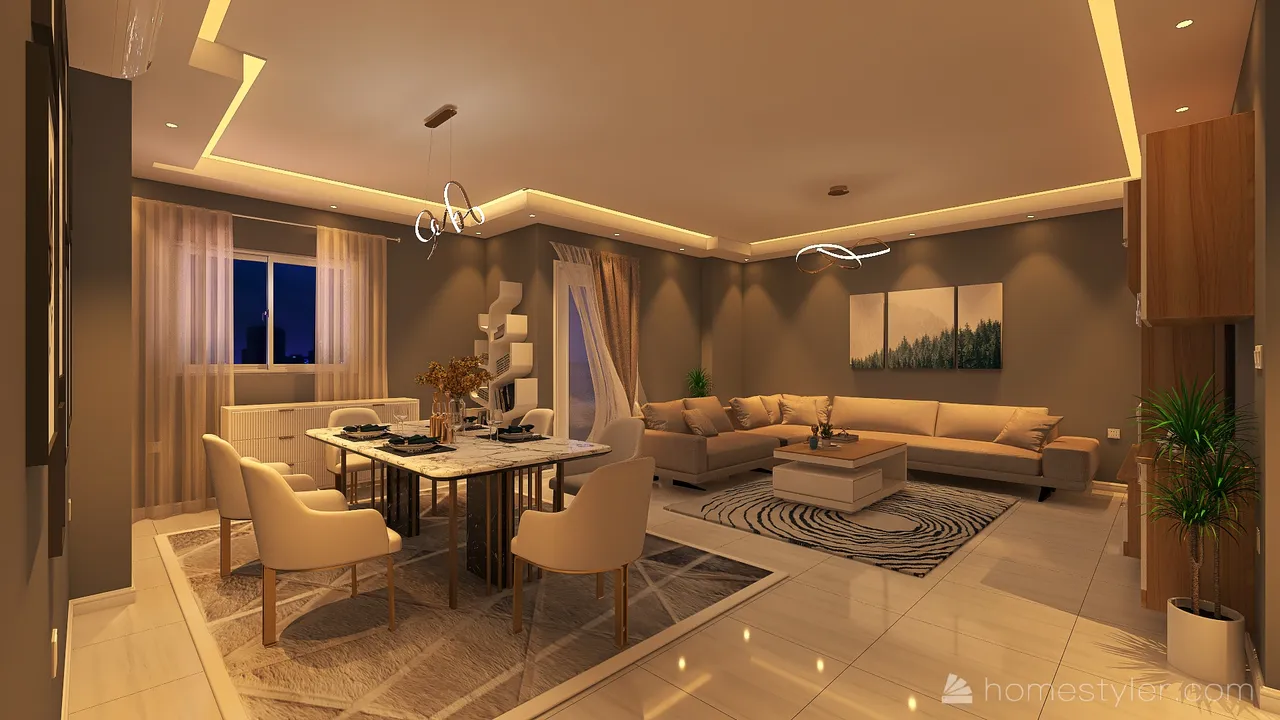 LivingDiningRoom 3d design renderings