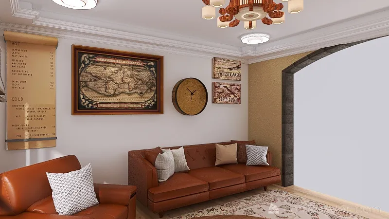 rustic living room 3d design renderings