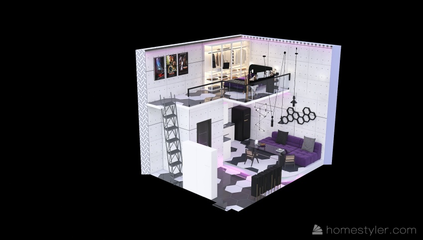 #MiniLoftContest Cyberpunk apartment 3d design picture 39.48