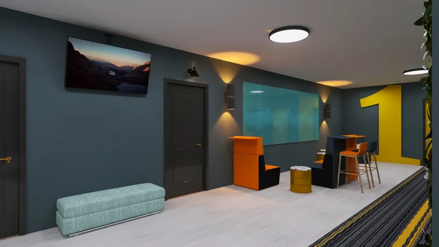 Floor 1 Hallway   Breakout Spaces 3d design renderings
