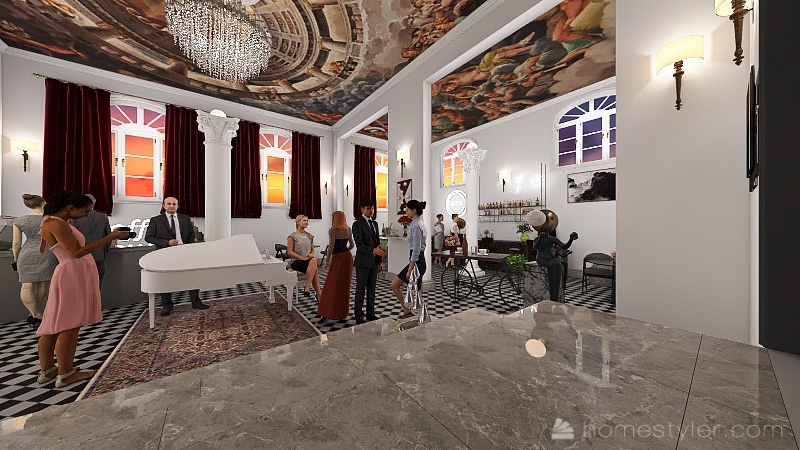Salone delle feste 3d design renderings