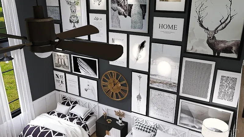 Twin Teenage Bedroom with Loft Design 3d design renderings
