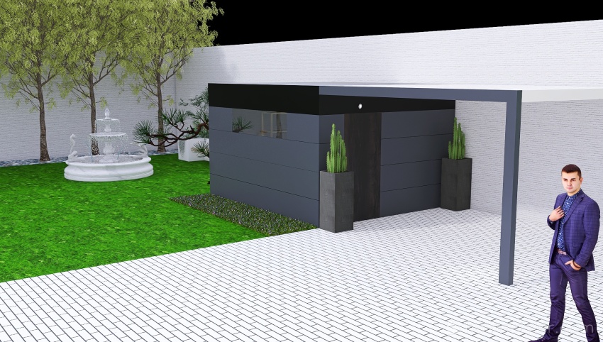 Garden house and car shelter  3d design picture 564.56