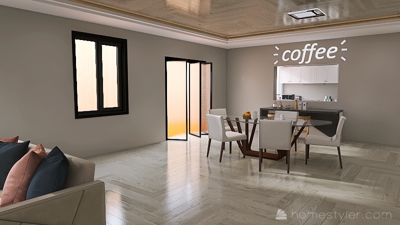 Sala de TV|Sala de jantar 3d design renderings