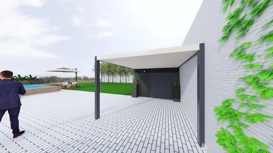 Garden house and car shelter 3d design renderings
