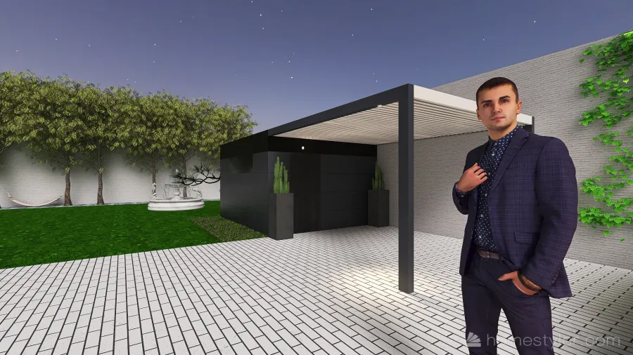 Garden house and car shelter 3d design renderings