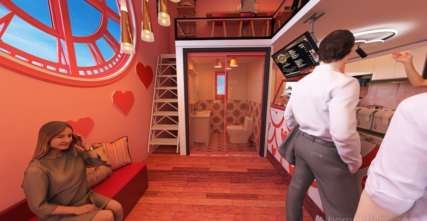 #MiniLoftContest-Heart Cafe 3d design renderings