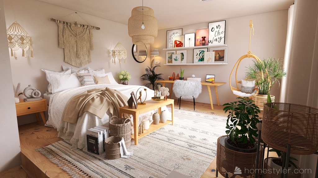 #MiniLoftContest BohoChic Bedroom 3d design renderings