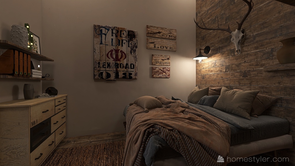 Rustic Bedroom 3d design renderings