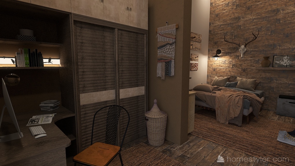 Rustic Bedroom 3d design renderings