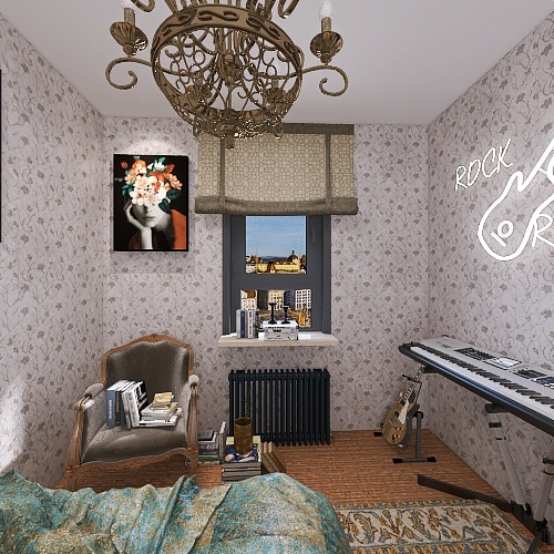 Musician 's Apartment 3d design renderings