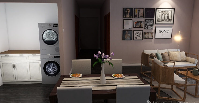 Kitchen/Living room/ hallway 3d design renderings
