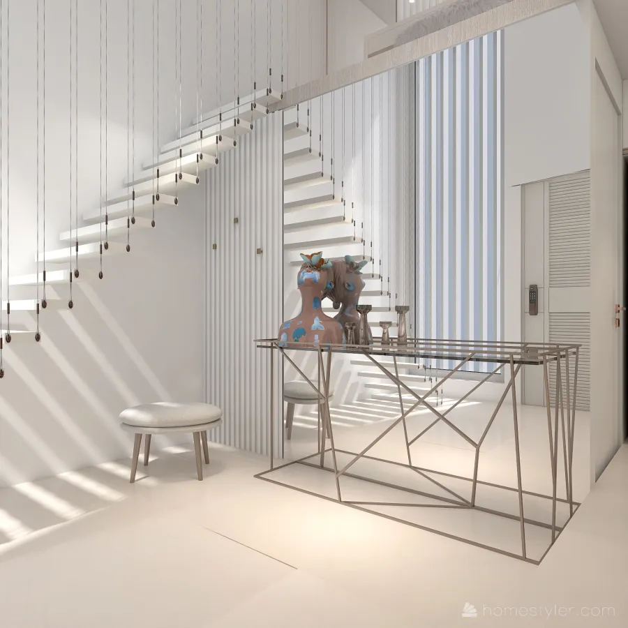 Hall/Sala de Estar/  Cozinha 3d design renderings