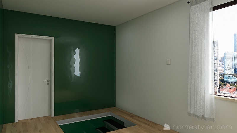 Zielono-biały z drewnem 3d design renderings