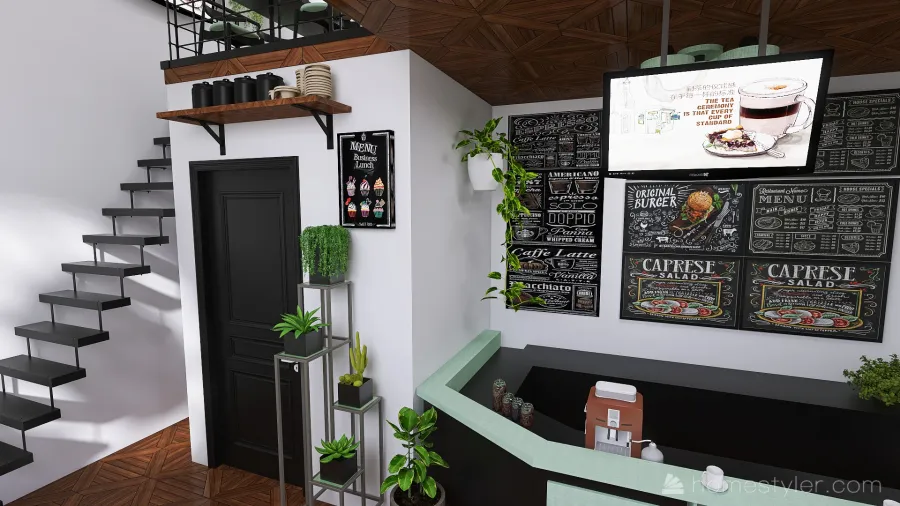 Main Cafe room 3d design renderings