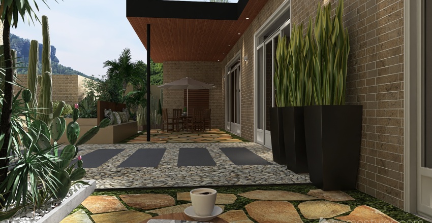 Modern Desert inspired living 3d design renderings