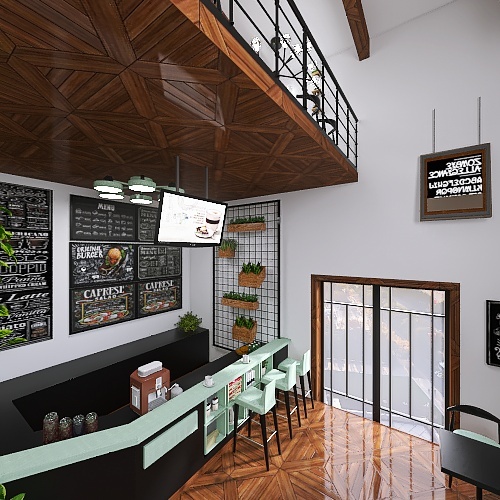 Main Cafe room 3d design renderings