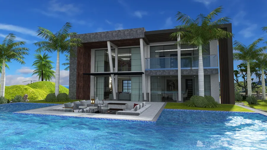 Costal Palm Island Living 3d design renderings