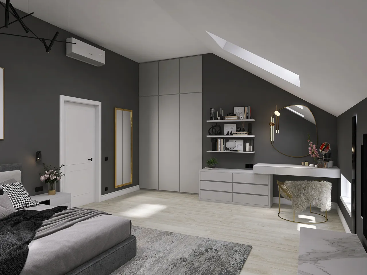 interior design bedroom light and dark 3d design renderings