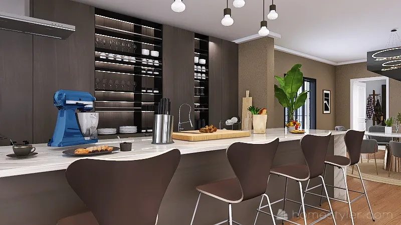 Living Eatery Kitchen 3d design renderings