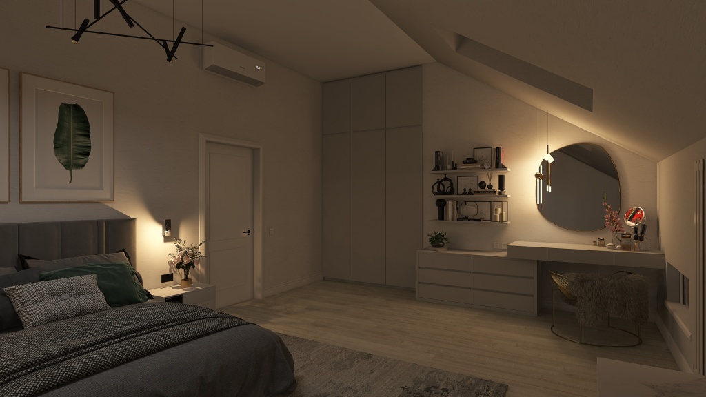 interior design bedroom light and dark 3d design renderings