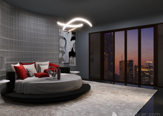 Bed(Grey)Room Design Rendering