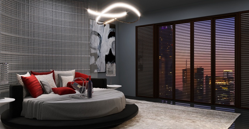 Bed(Grey)Room 3d design renderings