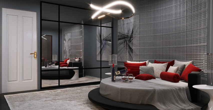 Bed(Grey)Room 3d design renderings