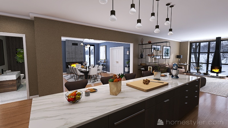 Living Eatery Kitchen 3d design renderings