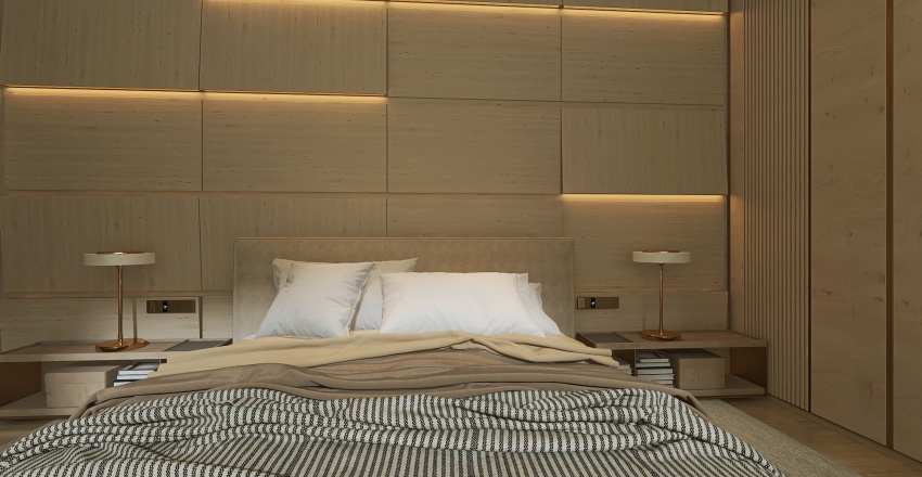 Scandinavian Master Bedroom 3d design renderings