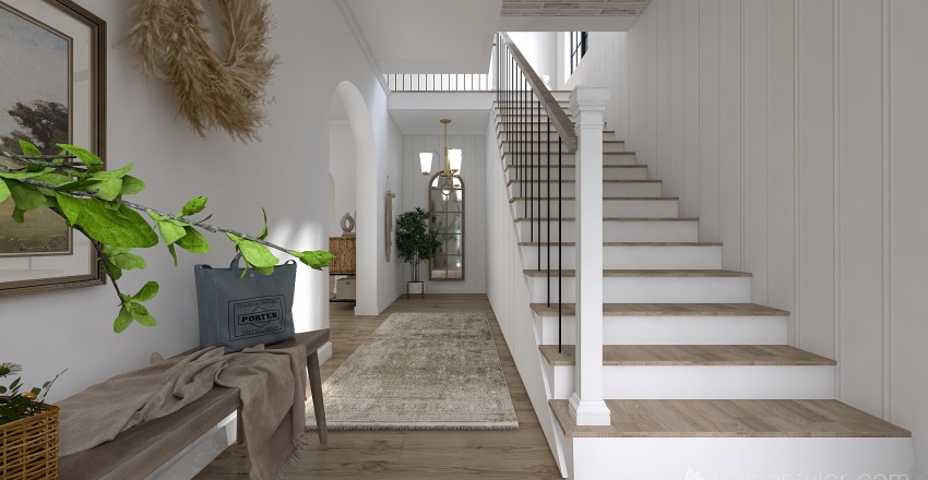 Farmhouse Hallway 3d design renderings