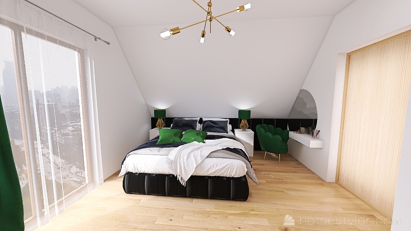 Sypialnia z garderobą 3d design renderings