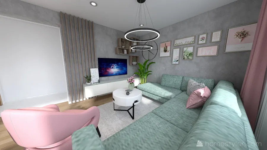 Obývačka a kuchyňa 3d design renderings