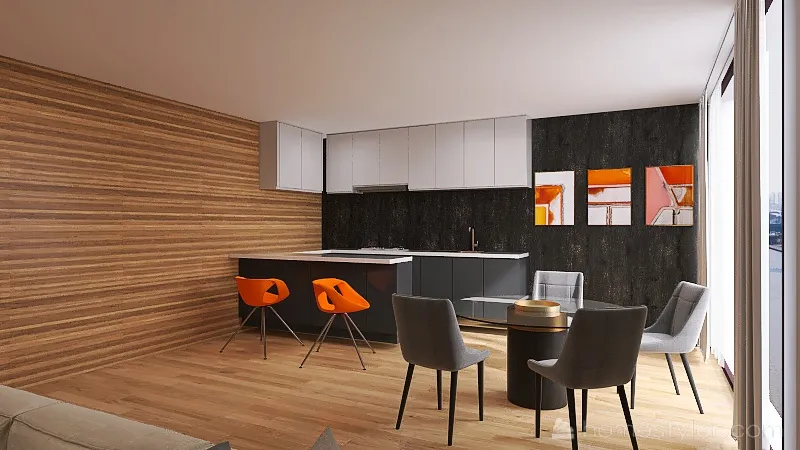 Кухня - гостиная 3d design renderings