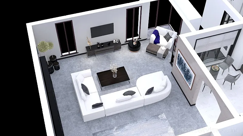 Small 2 Bedroom Modern Suburban House 3d design picture 264.76