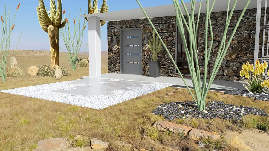 Mid Century Desert 3d design renderings