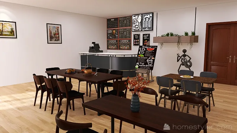 Classy Cafe 3d design renderings