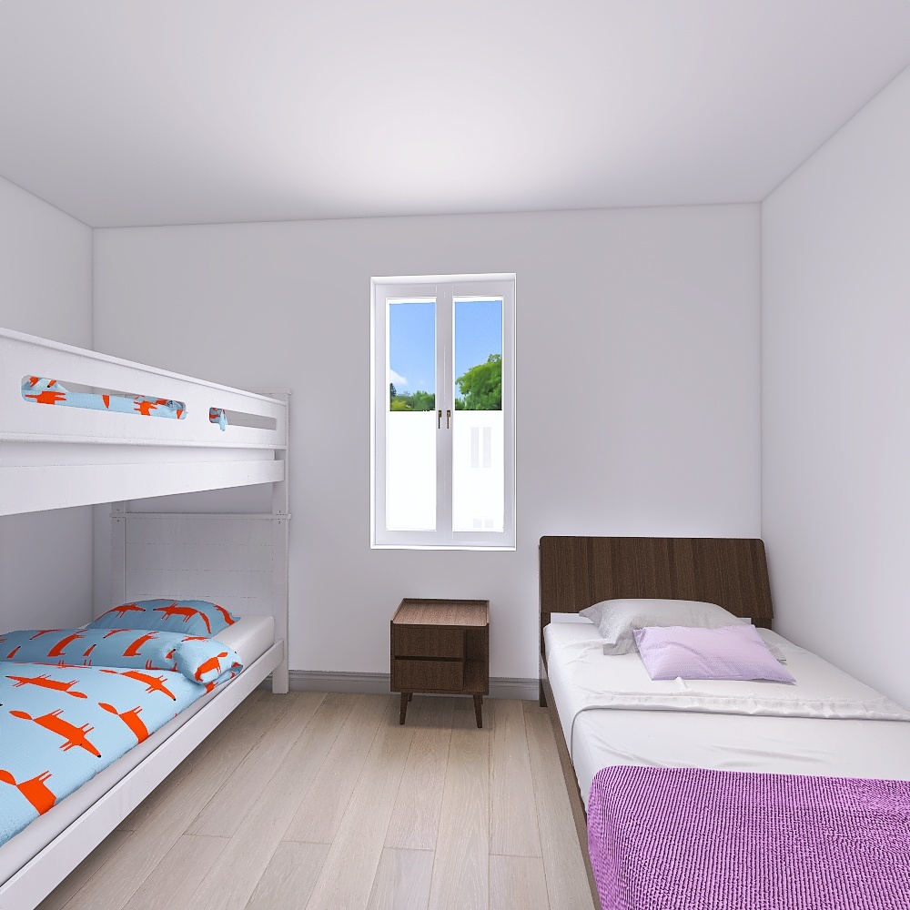 Camera da letto donna e bambini 3d design renderings