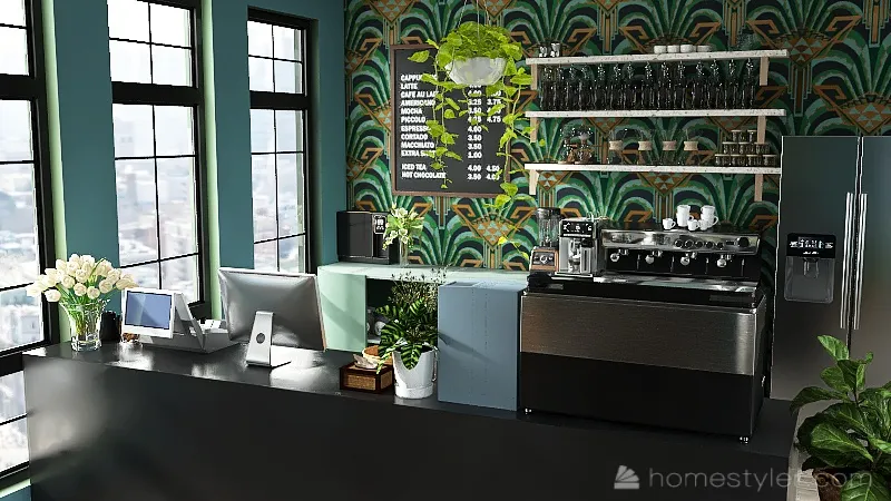 jungle coffeehouse 3d design renderings